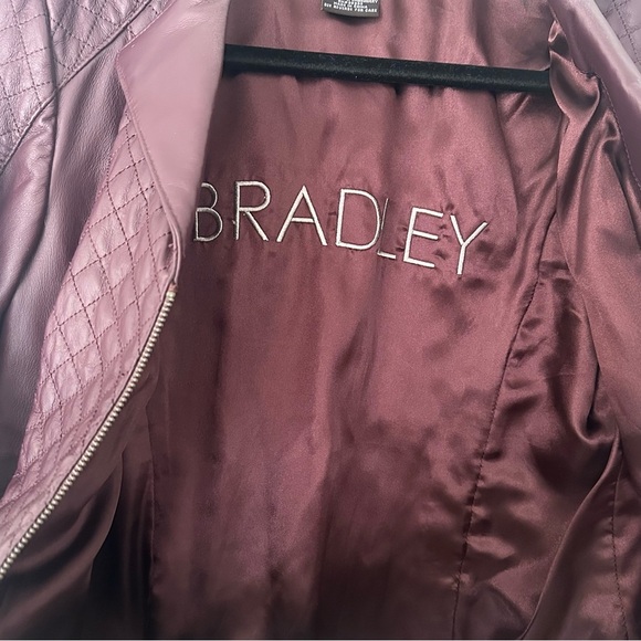 NWOT Bradley Bayou Moto Jacket Burgundy Purple Leather Quilt Size Small - Picture 8 of 12